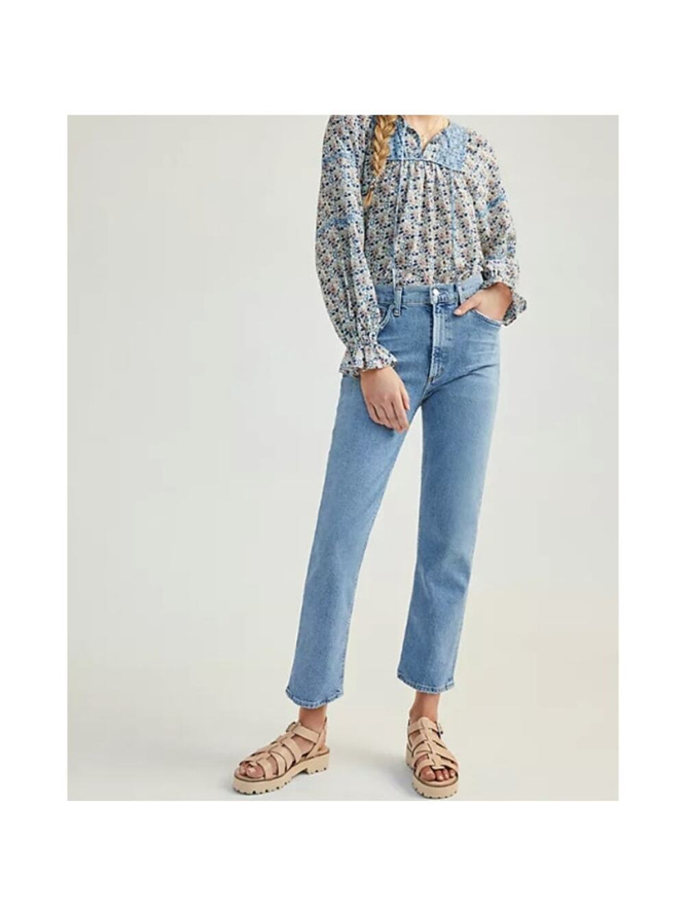 AGOLDE Wilder Mid Rise Straight Leg Stretch Denim Jean Cascadia Size 26